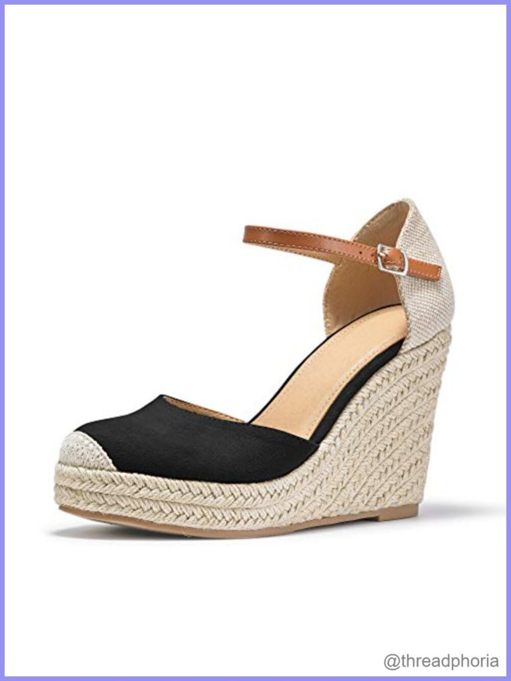 Womens Espadrille Platform Wedge Sandals Closed Toe Ankle Buckle Strap Shoes
